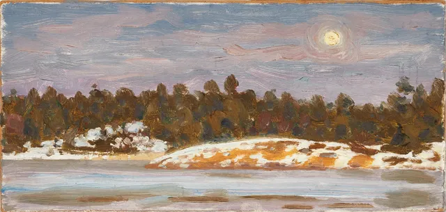 IVAN HUMBLA (SVERIGE, 1888–1962): Skärgård i månsken, olja på pannå.