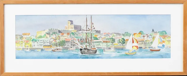 MARTIN POSER. Marstrand, akvarell, signerad.