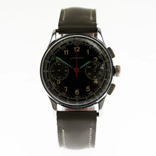 JUNGHANS. Armbanduhr / Chronograph, Handaufzug, Edelstahl, 1960er Jahre.