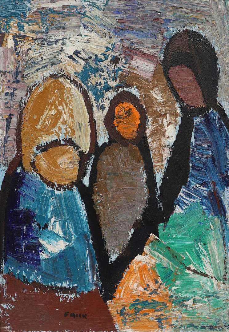 GÖSTA FALCK. Olja på duk, "Lång väntan", signerad. — Paintings — Ekenbergs Auktioner