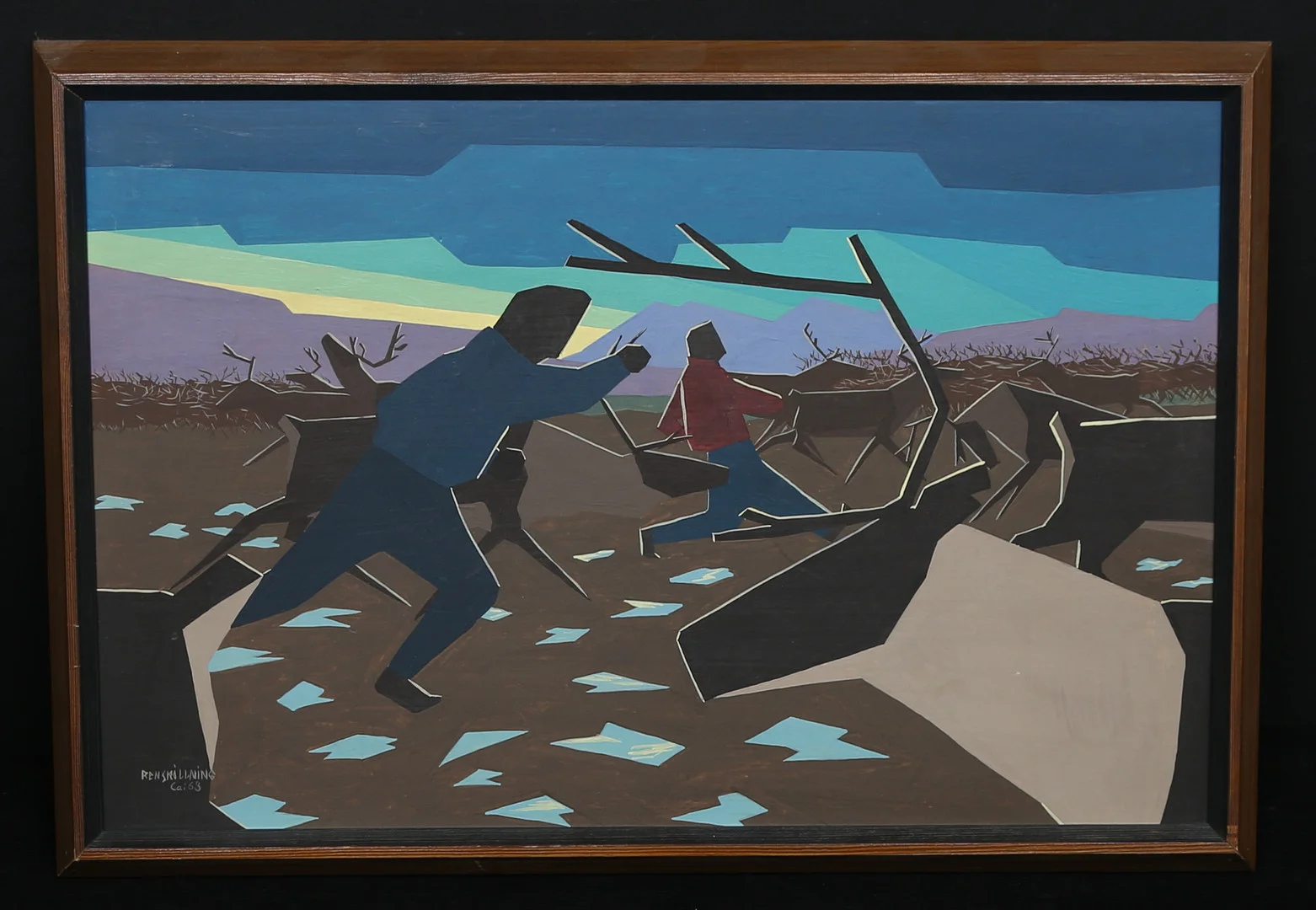 CAI POULSEN. "Renskillning". Olja på pannå, signerad och daterad 63. — Paintings — Gomér & Andersson Linköping