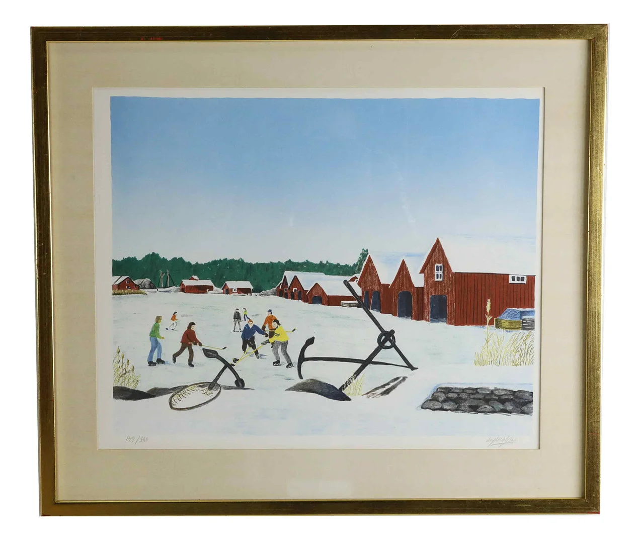 ULF NILSSON. Litografi, Ishockeyspelare, numrerad 149/360, signerad. — Engravings & Prints — Hälsinglands Auktionsverk