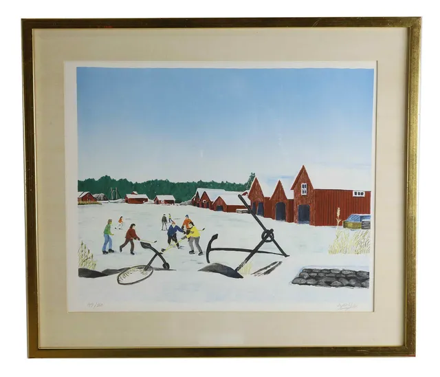 ULF NILSSON. Litografi, Ishockeyspelare, numrerad 149/360, signerad.