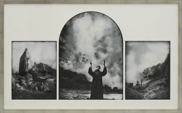 JAN RUFELT. Landskap med man, triptyck, gicléetryck nr 6/20, signerad.