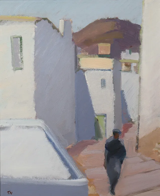 TAGE NILSSON. olja på duk, "Bygata Ibiza".