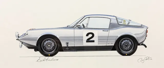 RONY LUTZ. SAAB SONETT 1966. Original illustration ur boken "Mr Saab".