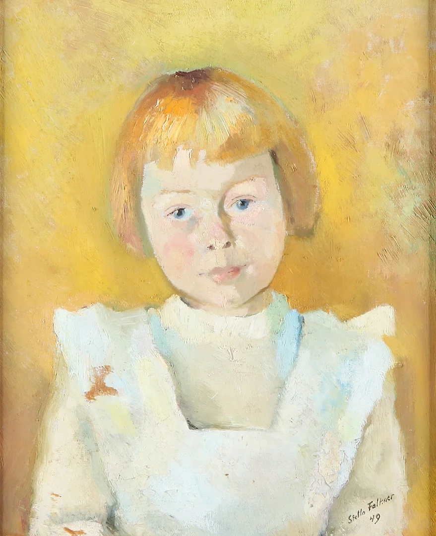 STELLA FALKNER. Oljemålning på duk. Porträtt av flicka. Signerad och daterad 49. — Paintings — Skånes Auktionsverk
