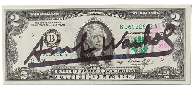WARHOL, ANDY. NACH. „Two Dollar Bill“ mit Signatur, 1976.