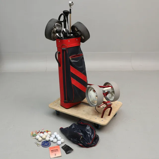 GOLFSET med väska och vagn, herr, 13 delar.