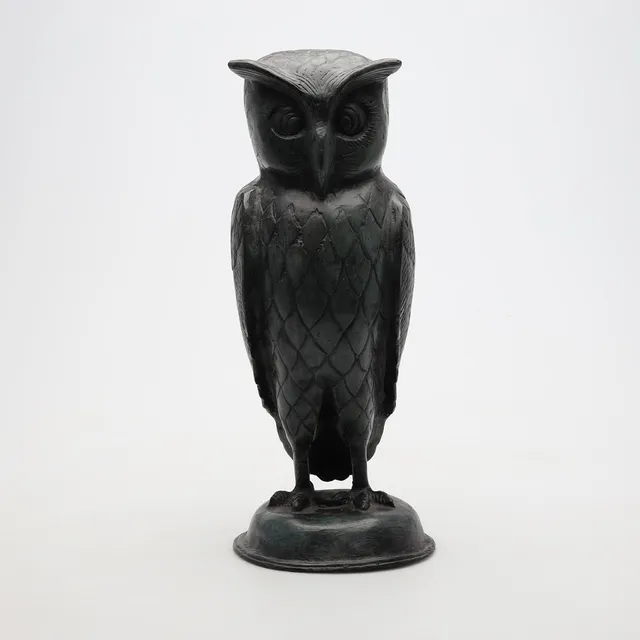 SKULPTUR, koppar föreställande uggla. 1900-tal.