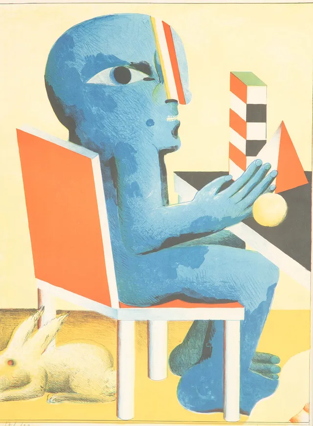 HORST ANTES (GEB. 1936). Figur am Tisch.