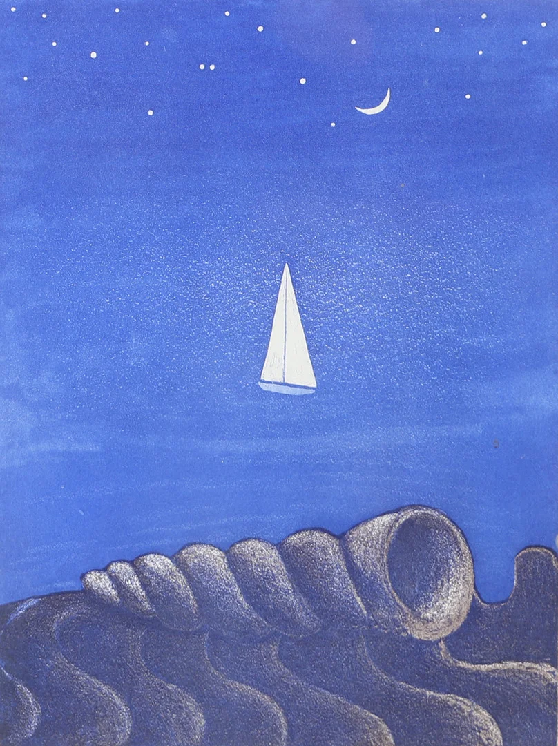 NILS G. STENQVIST. "Hav och himmel", färglitografi, signerad 1994. — Engravings & Prints — Helsingborgs Auktionskammare