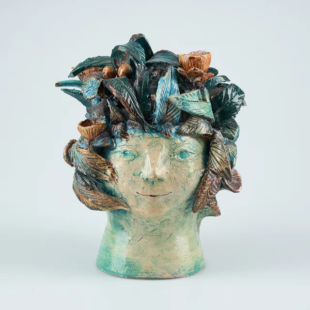 DORRIT VON FIEANDT (1927-2021). TVÅ ANSIKTEN, keramikskulptur, signerad.