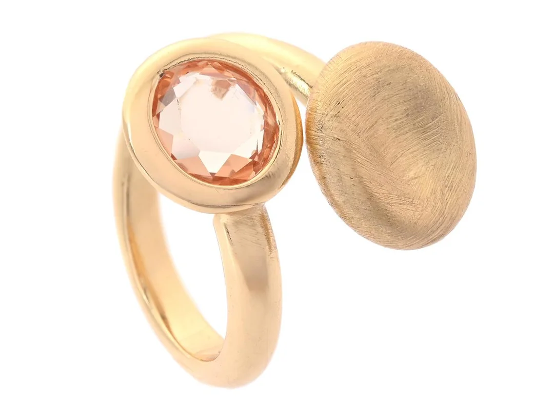 MARCELLO PANE, ring, förgyllt sterlingsilver, rosa sten, stl ca 17 mm, etui, vikt 6,2 g. — Smycken/Ring — Kaplans