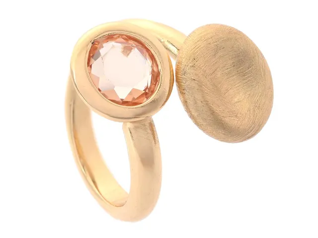 MARCELLO PANE, ring, förgyllt sterlingsilver, rosa sten, stl ca 17 mm, etui, vikt 6,2 g.