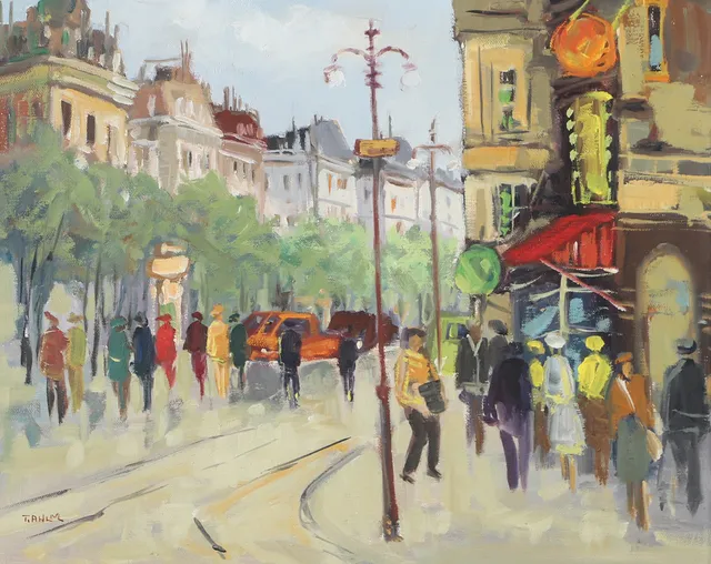 TAGE RUDOLF AHLM. "Paris", olja på duk, signerad T. Ahlm.