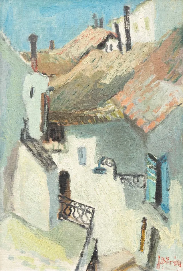 JOHN BÖRÉN (1903-1983). Stadsbild, olja på duk, signerad.