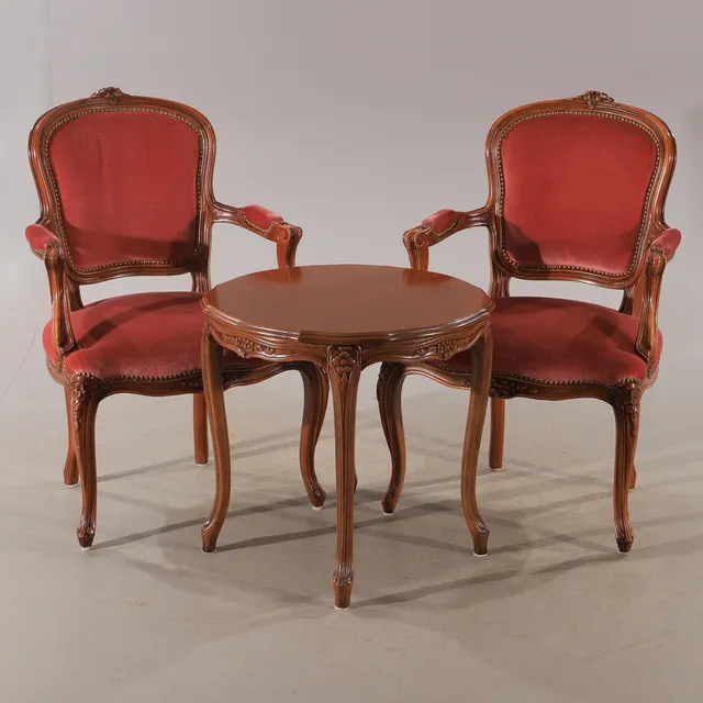 SITTGRUPP, 3 delar, mahogny, rokokostil.