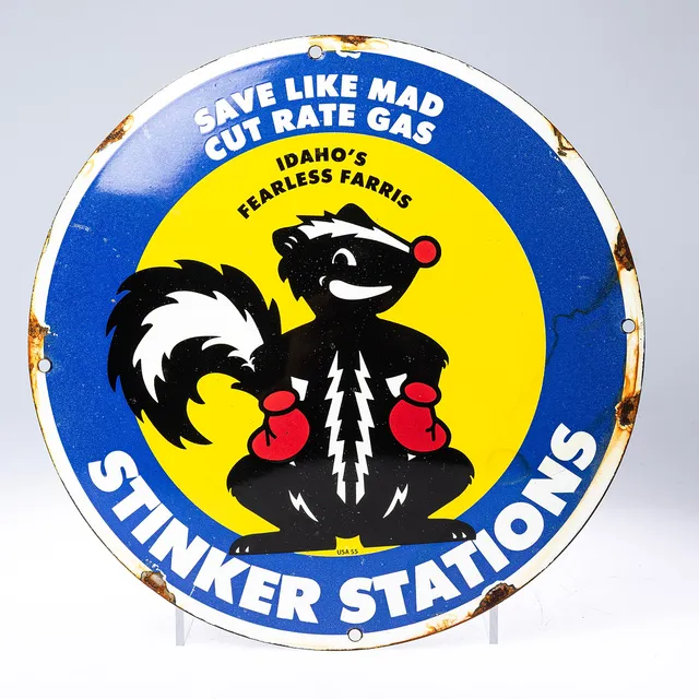 Emaljskylt Stinker Stations Idaho Gas.