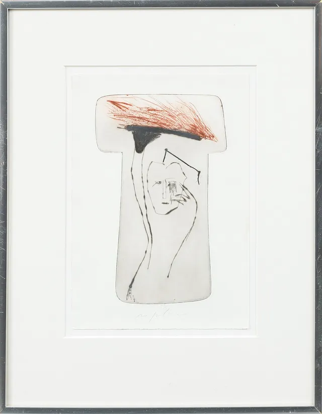 MIMMO PALADINO. Figurkomposition, färgetsning, signerad och numrerad 37/100.