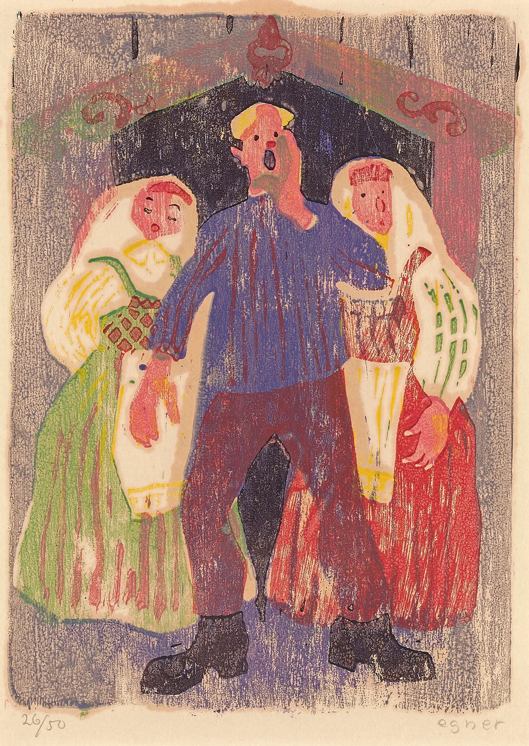 Egner, Thorbjørn — "Kjærringen som aabenbarede sin egen skam" — Kunst/Grafikk — Blomqvist