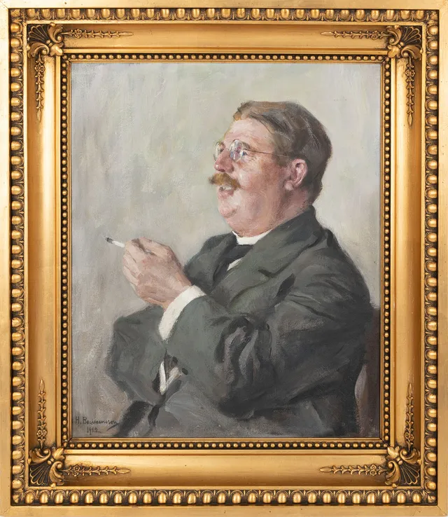 HUGO BACKMANSSON. Porträtt föreställande vicehäradshövding Jon Hartman, signerad samt daterad 1922, olja på duk.