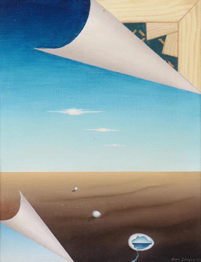 HANS JOHNFORS. olja på duk, "Imaginär händelse". — Paintings — Markus Auktioner