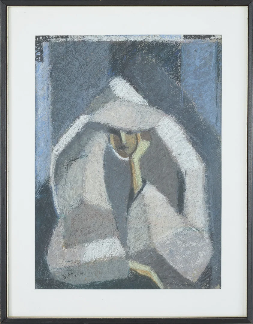 ÅKE HOLM. TILLSKRIVEN. Kvinnofigur, pastell, otydligt signerad och daterad. — Paintings — Stockholms Auktionsverk Sickla