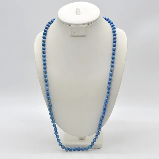 PERLENCOLLIER AUS APATIT, ENDLOSKETTE, RUND, POLIERT, EINZELN GEKNÜPFT, 20. JAHRHUNDERT, CA.78 CM.