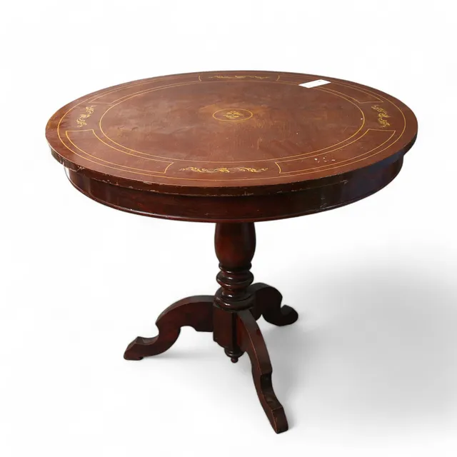 Mahogany dining table with satin marquetry, 20th Century.