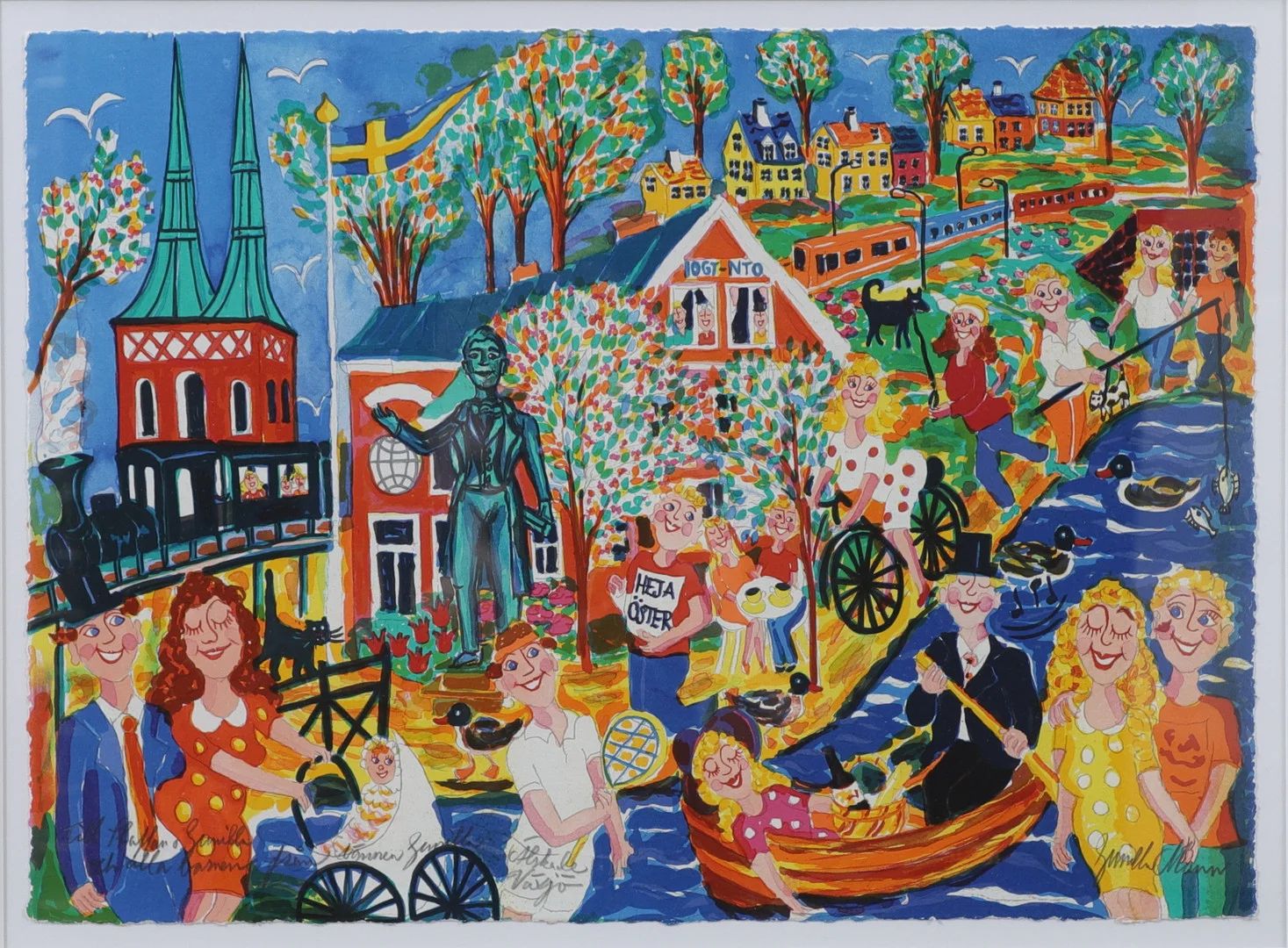 GUNILLA MANN. "Älskade Växjö", akvarell, signerad med dedikation. — Paintings — Växjö Auktionskammare