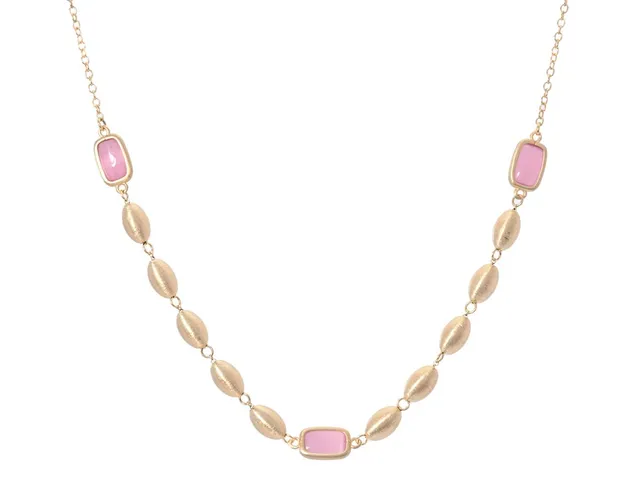 MARCELLO PANE, collier, förgyllt sterlingsilver, rosa stenar, längd 44-45 cm, vikt 6,5 g, box.