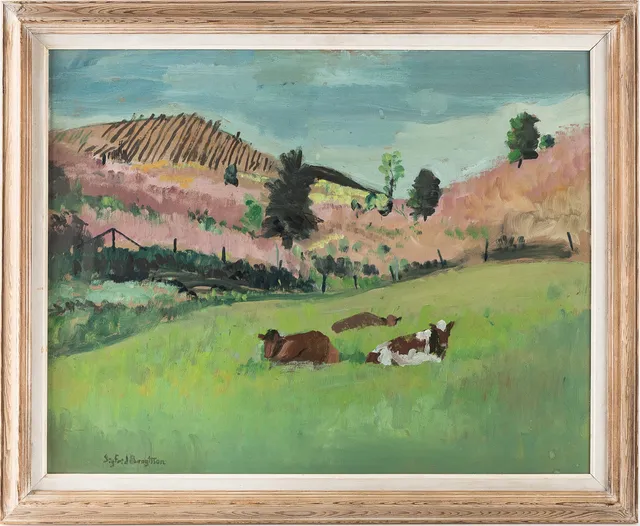 SIGFRID BENGTSSON. Olja på pannå, "Sommarlandskap", Börringe, signerad, daterad -56.