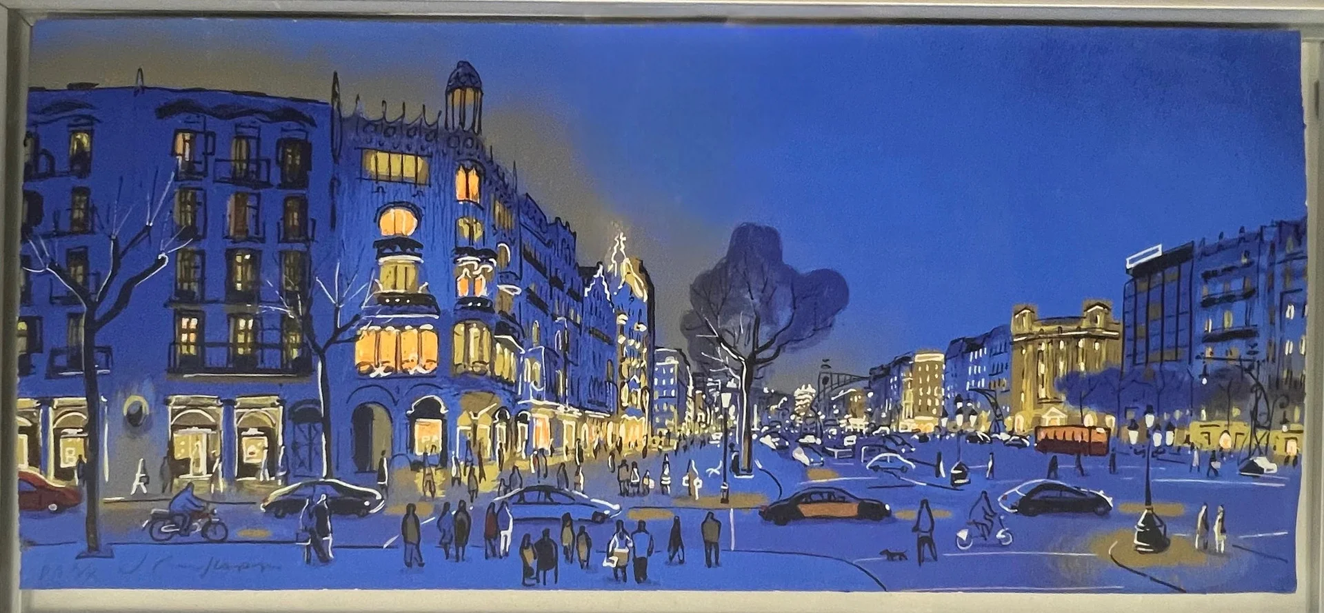 JOSEP MOSCARDÓ. Paseo de Gracia, Barcelona. Litografía firmada y numerada a lápiz P.A. X/X. — Engravings & Prints — Arce Auctions
