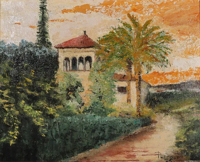 MAURICE PERRAUT (1925-2009). "PREMIÁ DE DALT, 1977", ÓLEO SOBRE LIENZO.