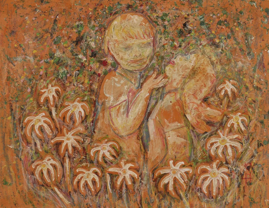 HANS ÅNGSÄTER. "Vänner", olja på pannå, monogramsignerad HÅ. — Paintings — Auktionsfirma Kenneth Svensson i Kalmar