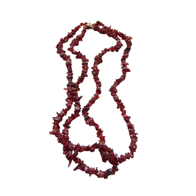 GRANAT-SPLITTER-KETTE MIT 925ER SILBER VERSCHLUSS.