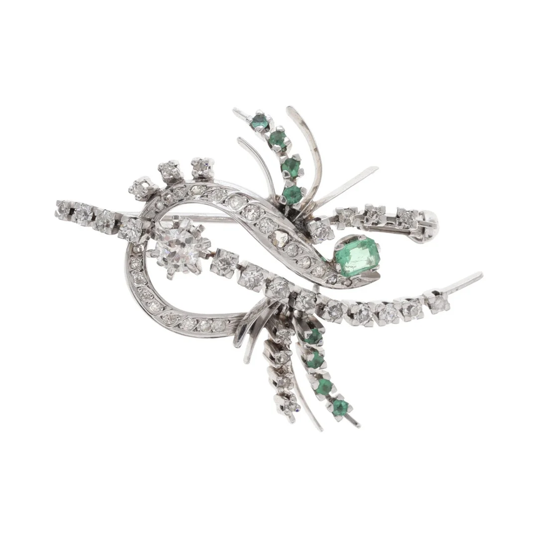 Diamonds and emeralds brooch, circa 1960. — Brooches & Pendants — Balclis