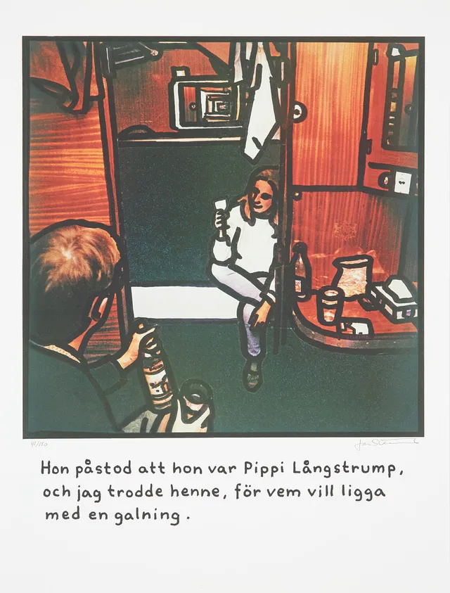 JAN STENMARK. "Hon påstod att hon var Pippi Långstrump...", färgoffset, signerad Jan Stenmark samt numrerad 41/150.