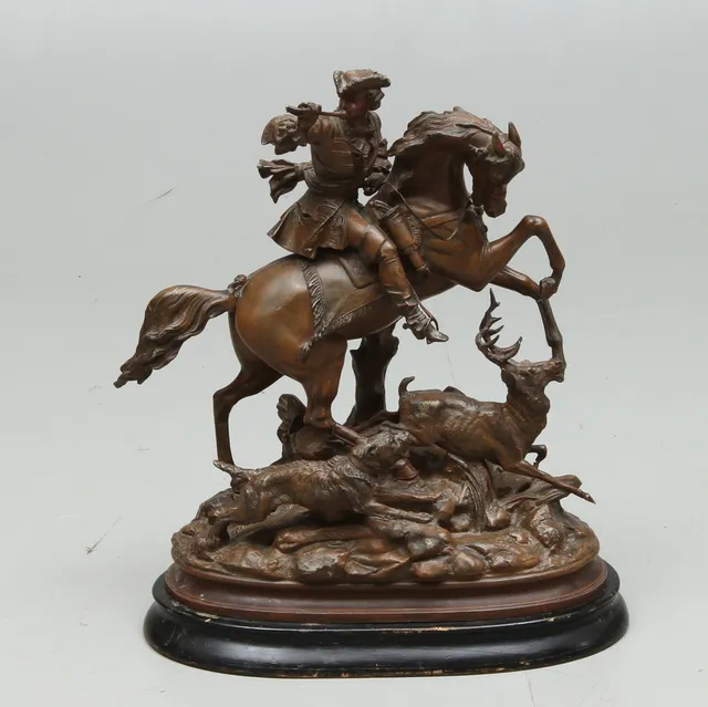 SKULPTUR, zink, Ryttare till häst, 1800-talets slut.