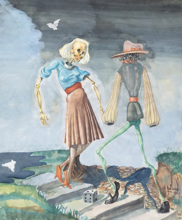 AXEL LUND (1919-1997). Dans, gouache, signerad och daterad 1941.