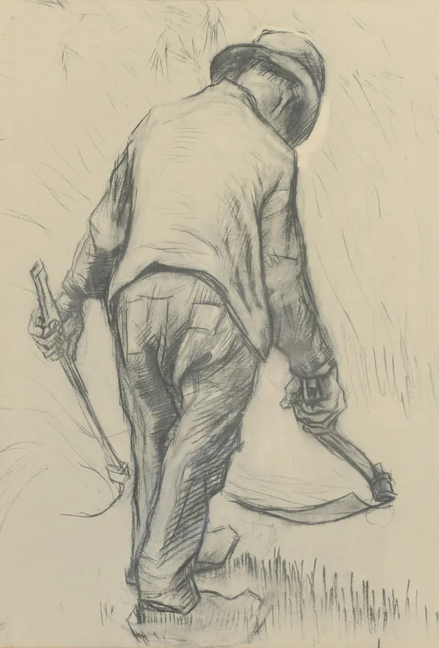 VINCENT VAN GOGH. EFTER. "Peasant Reaping Corn", 1885, reproduktionstryck.