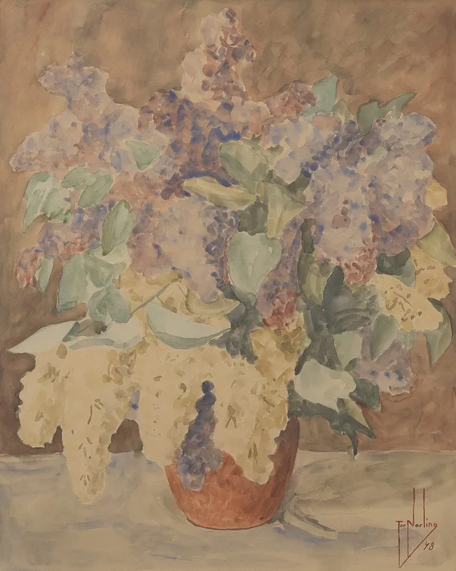 TOR NORLING. Blommor i vas, akvarell, signerad och daterad -48.