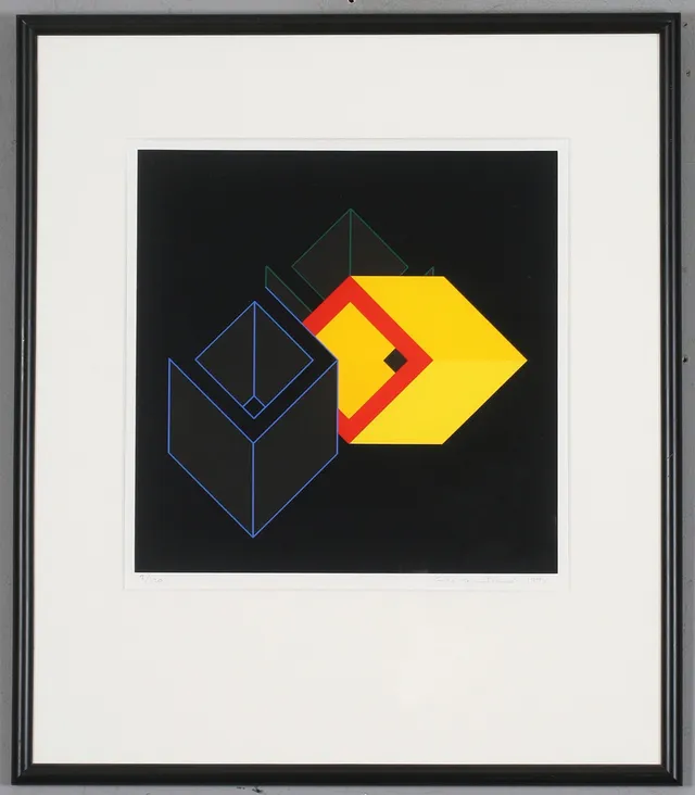 CAJSA HOLMSTRAND. Komposition, seriegrafi, signerad och numrerad 55/130, daterad 1995.