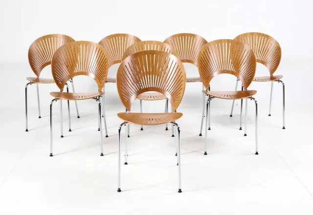 Nanna Ditzel for Fredericia Furniture. Set of eight 'Trinidad' chairs, model 3298 (8)
