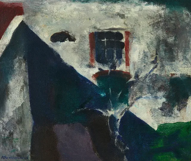 BJÖRN HALLSTRÖM (1916-1981), ”Skugga på muren”, signerad och daterad Björn Hallström -66’, olja på duk.