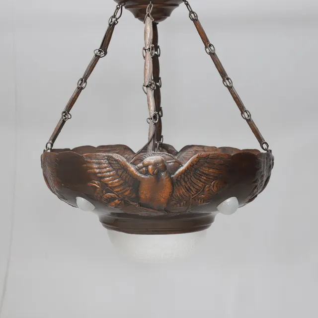 TAKLAMPA, koppar/glas, Jugend, tidigt 1900-tal.