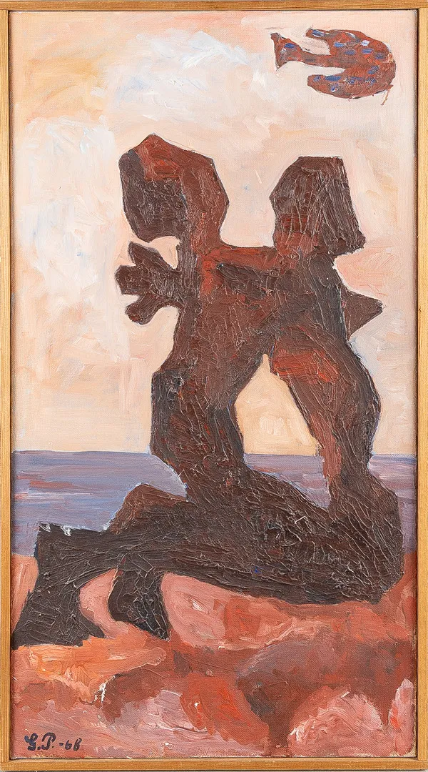 GÖSTA PETTERSSON (1923-2015). Komposition, olja på duk, signerad G.P. -68.