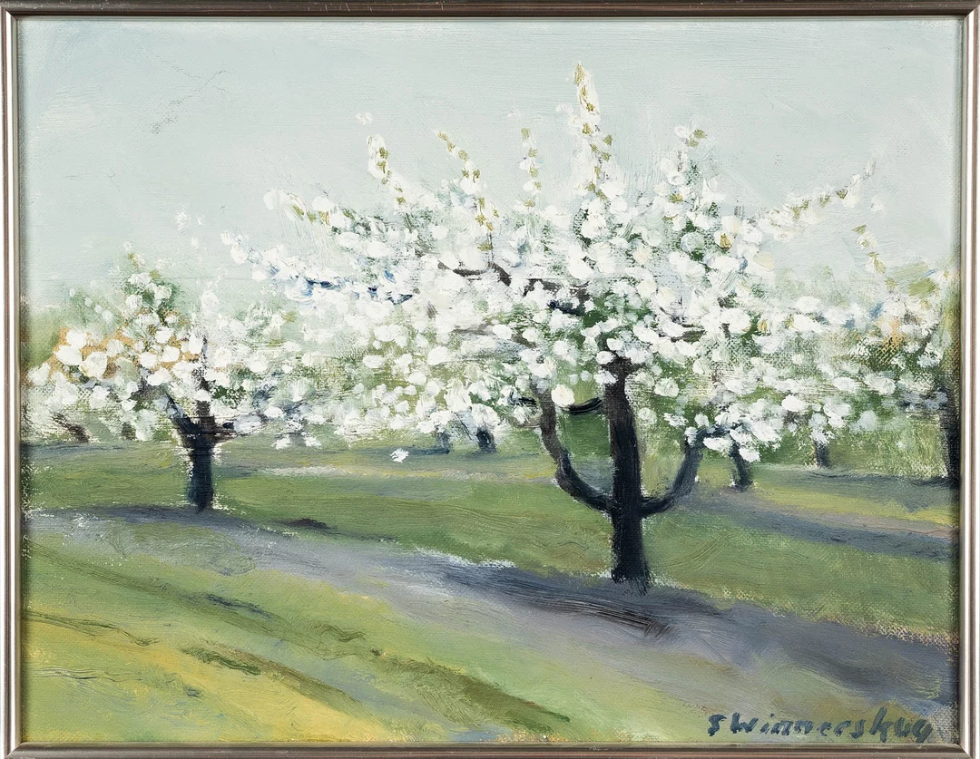 STIG WINNERSKOG. Olja på pannå, "Blommande Träd", Signerad. — Paintings — Norrlands Auktionsverk
