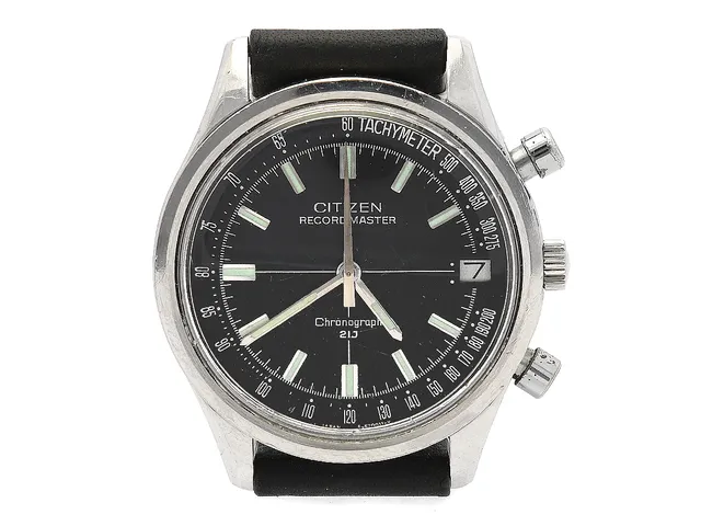 CITIZEN, Recordmaster, "Tachymeter", Cal 5702, Serie nr. 10630863, Boett nr. 4-570014 Y / 63-0110, kronograf, herrur, 36 mm, stål, manuell, plexiglas, datum, läderband, ca 1961.